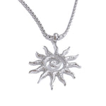 Yhpup novo popular aço inoxidável sol gota colar brincos de argola para mulheres mancha resistente charme conjunto jóias acessórios presente