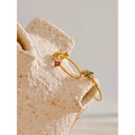 Yhpup chique bling colorido zircônia cúbica fina moda anel 2024 à prova dwaterproof água de aço inoxidável na moda requintado dedo cz jóias