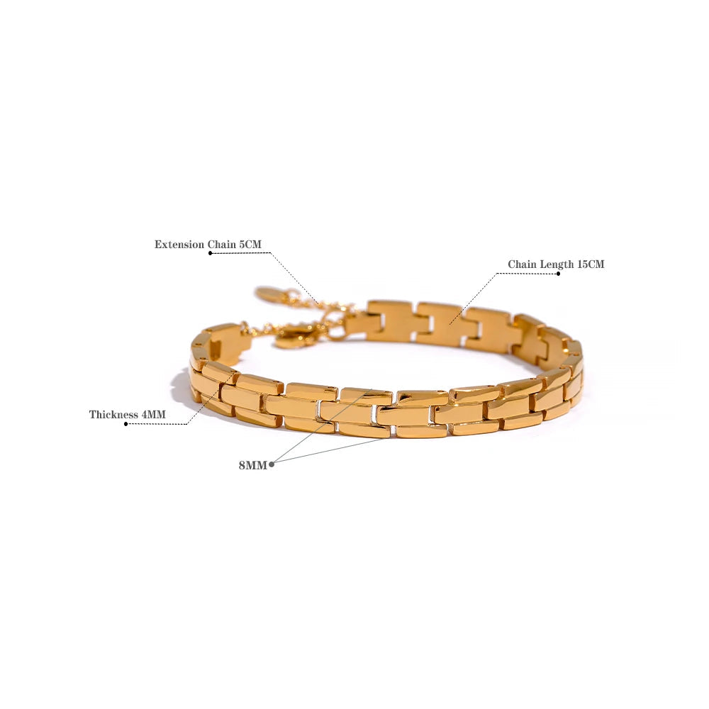 Yhpup 316L Charme de aço inoxidável corrente polida pulseira dourada pulseira ampla Pvd ajustável joias de pulso mulheres homens