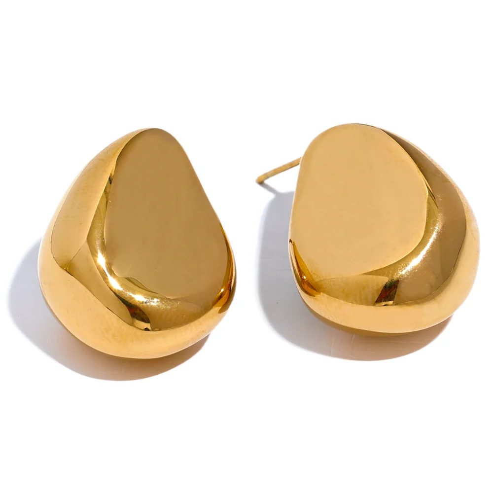Yhpup novo suave 316l aço inoxidável criativo geométrico oco brincos feminino 18k banhado a ouro metal jóias à prova dwaterproof água