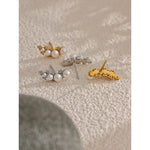 Yhpup estilo coreano chique imitação de pérolas zircônia cúbica brincos moda aço inoxidável requintado versátil jóias diárias