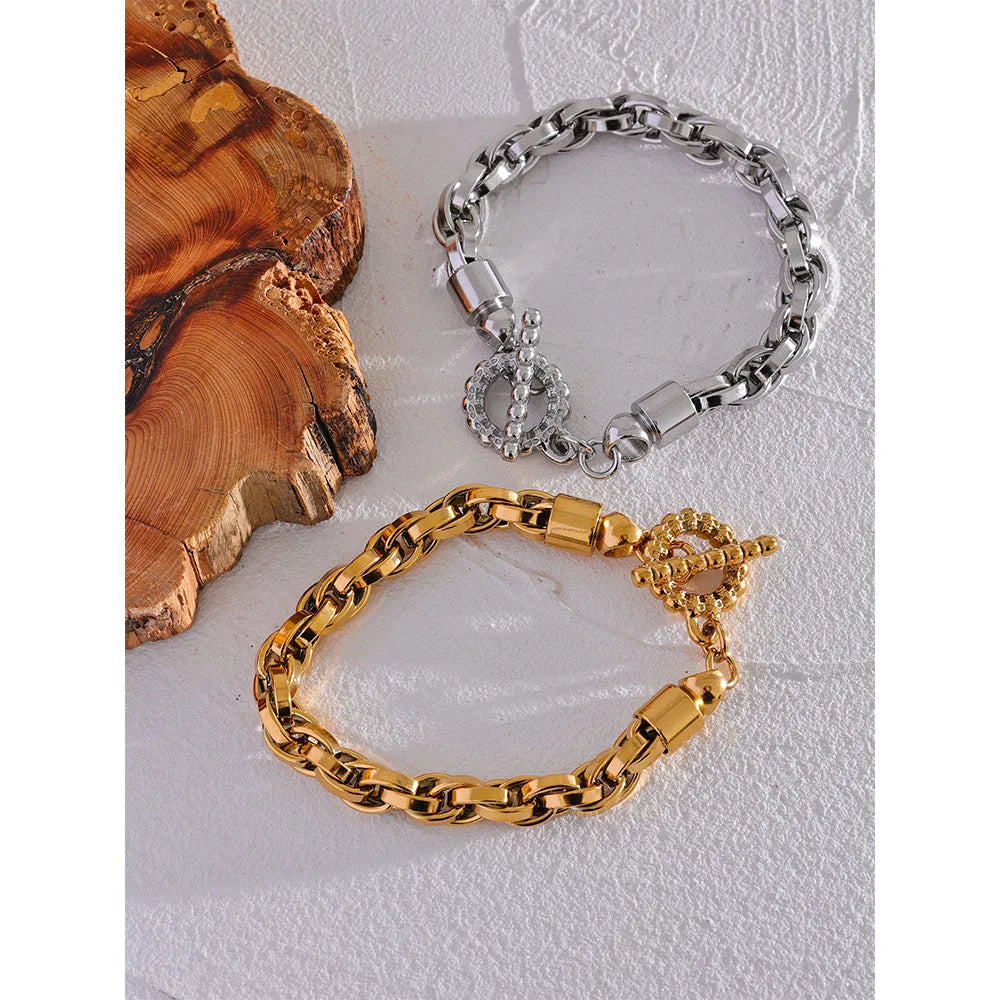 Yhpup-Pulseira Masculina de Aço Inoxidável com Elo Grosso, Pulseira de Pulso Fashion, Alta Qualidade Texturizada Jóias, Impermeável, Tamanho 230*9mm