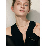 Yhpup luxo brilhante zircônia cúbica corrente colar delicado aço inoxidável de alta qualidade premium jóias acessórios