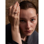 Yhpup delicado moda imitação de pérolas zircônia anel dourado ajustável para mulheres temperamento de aço inoxidável joia diária presente