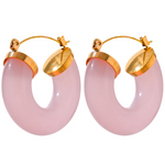 Yhpup nova resina colorida de aço inoxidável redondo y2k brincos de argola na moda uso diário orelha charme jóias bijoux presente