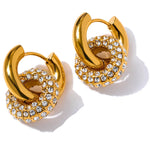 Yhpup delicado brilhante zircônia cúbica redonda aço inoxidável 18k cor dourada huggie hoop brincos de alta qualidade charme jóias presente