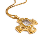 Yhpup delicado aaa brilhante zircônia cúbica cruz pingente colar cor de ouro aço inoxidável clássico charme colar jóias 2025