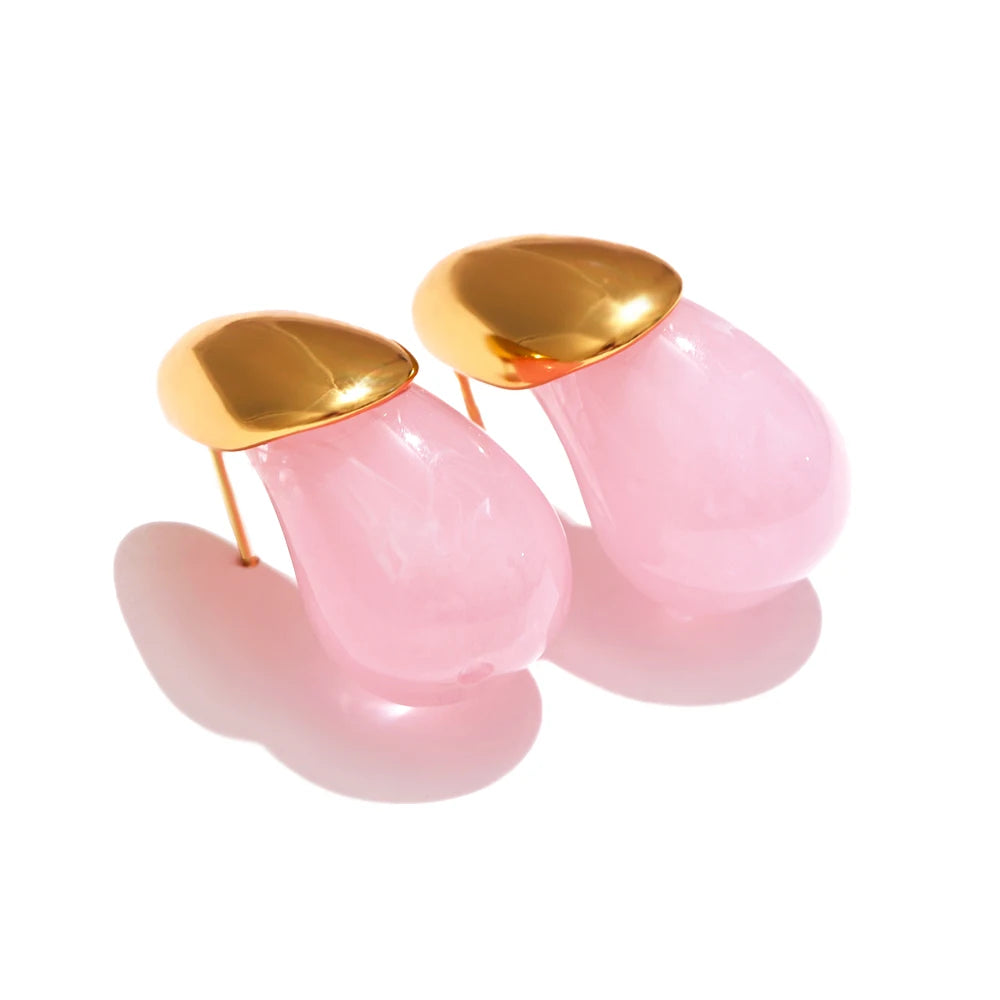 Yhpup nova resina colorida gota de água y2k moda brincos para mulheres de aço inoxidável na moda doces verão diário charme jóias