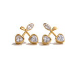 Yhpup bonito brilhante cereja brincos à prova dwaterproof água chique jóias diárias para mulheres de aço inoxidável pvd banhado frutas acessório na moda