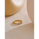 Yhpup 678 # Anel dourado de zircônia cúbica brilhante delicado, aço inoxidável 316l, joias elegantes da moda para mulheres, acessórios banhados a pvd