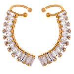 Yhpup requintado luxo bling zircônia cúbica 18k banhado a ouro aço inoxidável clipe de orelha brincos elegantes charme jóias femininas