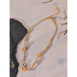 Yhpup colar de corrente de contas redondas de aço inoxidável de alta qualidade para mulheres 18K banhado a PVD joias elegantes à prova de ferrugem