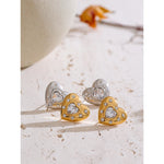 Yhpup zircônia cúbica coração amor diário à prova d'água brincos de aço inoxidável charme joias da moda presente de dia dos namorados