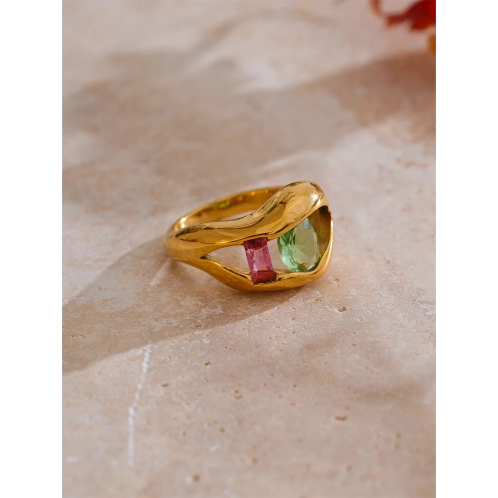 Yhpup tamanho 678 moda exclusivo design labial anel para mulheres banhado a ouro zircônia cúbica aço inoxidável joias de dedo recém chegados