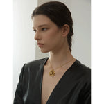 Yhpup na moda aço inoxidável círculo redondo pingente colar 18k pvd banhado à prova dwaterproof água declaração pescoço jóias bijoux femme novo