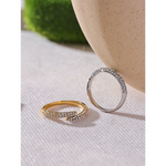 Yhpup moda bling zircônia cúbica anel de dedo fino ajustável aço inoxidável luxo alta qualidade jóias 18k ouro pvd banhado