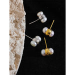 Brincos geométricos de prata esterlina, pérolas naturais de água doce, garanhão pequeno, moda de alta qualidade, joias finas, presente de luxo