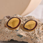 Yhpup irregular punk metal minimalista vintage esmalte grande brincos de aço inoxidável declaração feminina à prova dwaterproof água jóias na moda