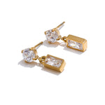 Yhpup brincos retangulares de zircônia cúbica AAA de alta qualidade 2025 aço inoxidável delicado estilo coreano joia diária presente