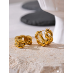 Yhpup 316l corrente de aço inoxidável geométrico oco fundido brincos de argola à prova dwaterproof água cor ouro textura jóias declaração bijoux presente