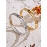 Yhpup pulseira redonda de zircônia de alta qualidade, joias exclusivas de aço inoxidável chique, presente à prova d'água