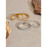 Yhpup-Anel De Zircônia Cúbica De Luxo, Aço Inoxidável, Redondo Dupla Camada, Fino, Casamento, Noivado, Presente De Jóias De Alto Grau