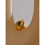 Yhpup Anel geométrico de zircônia cúbica de aço inoxidável cor azul joias à prova d'água para mulheres