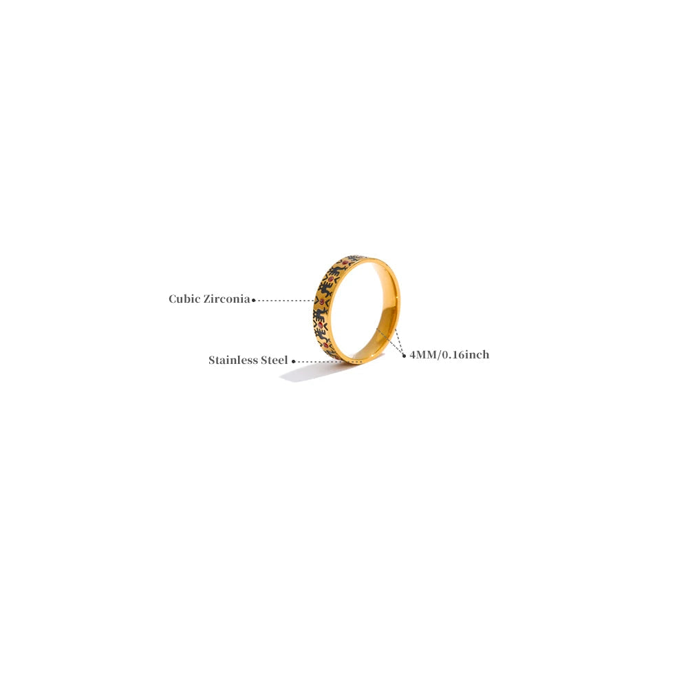 Yhpup tamanho 6 7 8 esmalte zircão anel dourado frango novo design exclusivo e elegante joias de dedo da moda em aço inoxidável