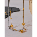 Yhpup colar de corrente de contas redondas de aço inoxidável de alta qualidade para mulheres 18K banhado a PVD joias elegantes à prova de ferrugem