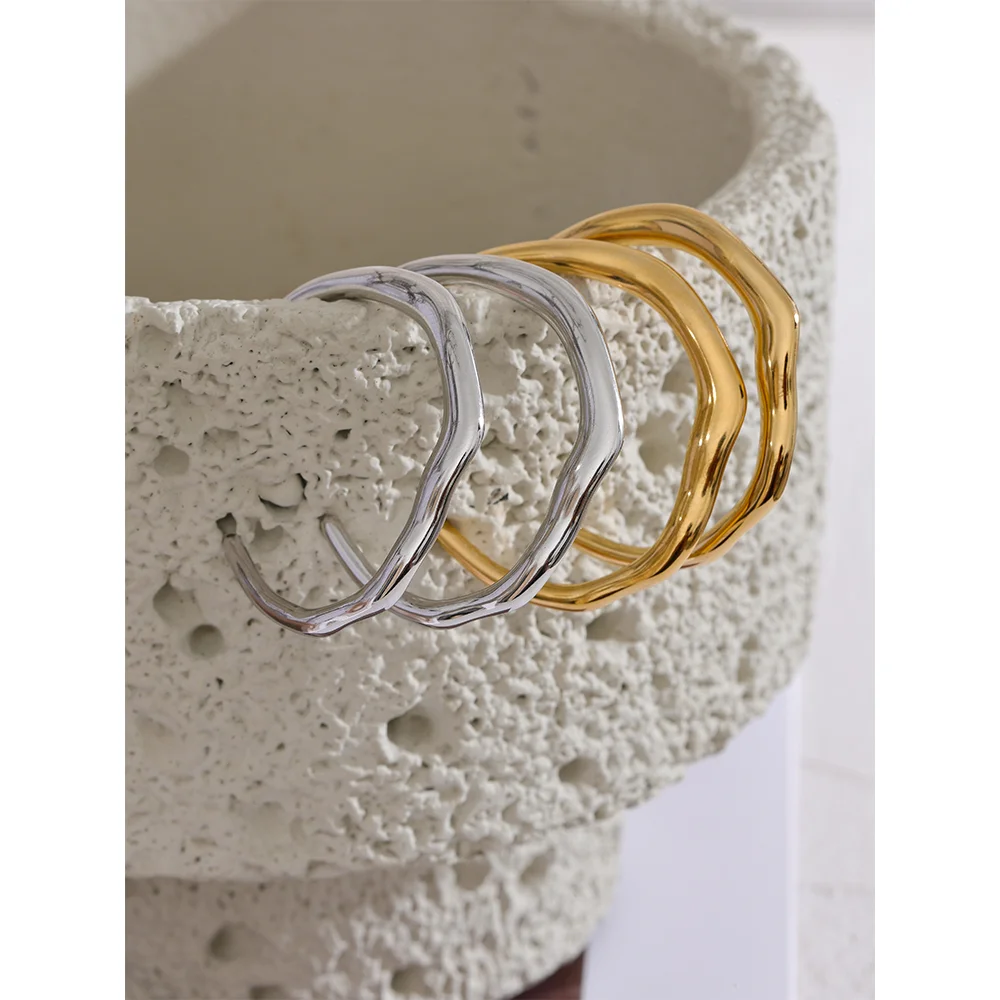 Yhpup minimalista de aço inoxidável geométrico chique brincos à prova dwaterproof água metal 18k banhado a ouro simples diário alta qualidade jóias presente