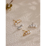 Yhpup estilo coreano chique imitação de pérolas zircônia cúbica brincos moda aço inoxidável requintado versátil jóias diárias