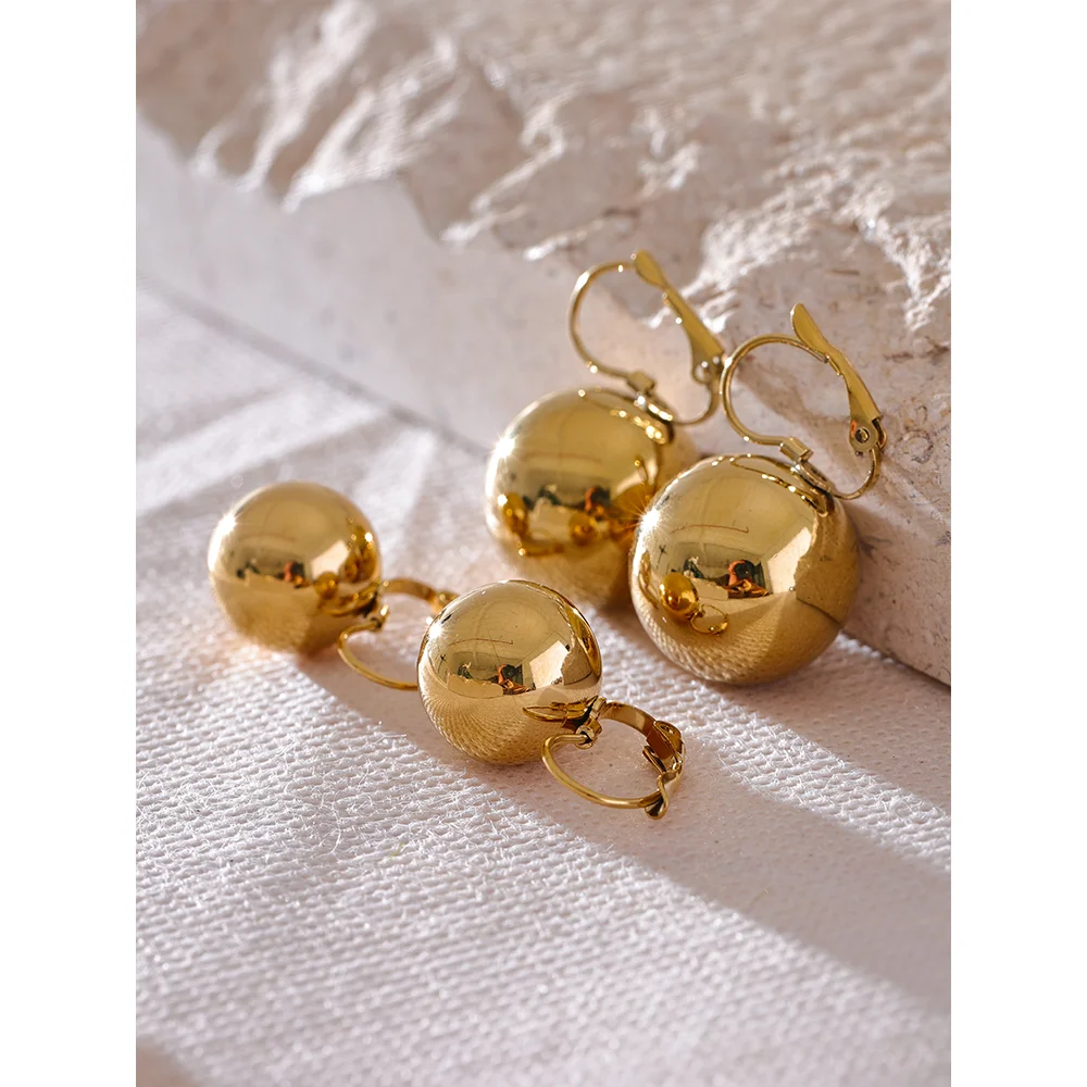 Yhpup 15-20mm suave aço inoxidável bola redonda diariamente grandes brincos de argola mancha menos charme de metal elegante joias à prova d'água bijuterias