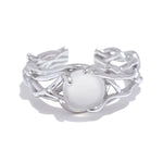 Yhpup alta qualidade pedra natural geométrica s925 prata esterlina anel ajustável para mulheres elegantes jóias finas presente feminino