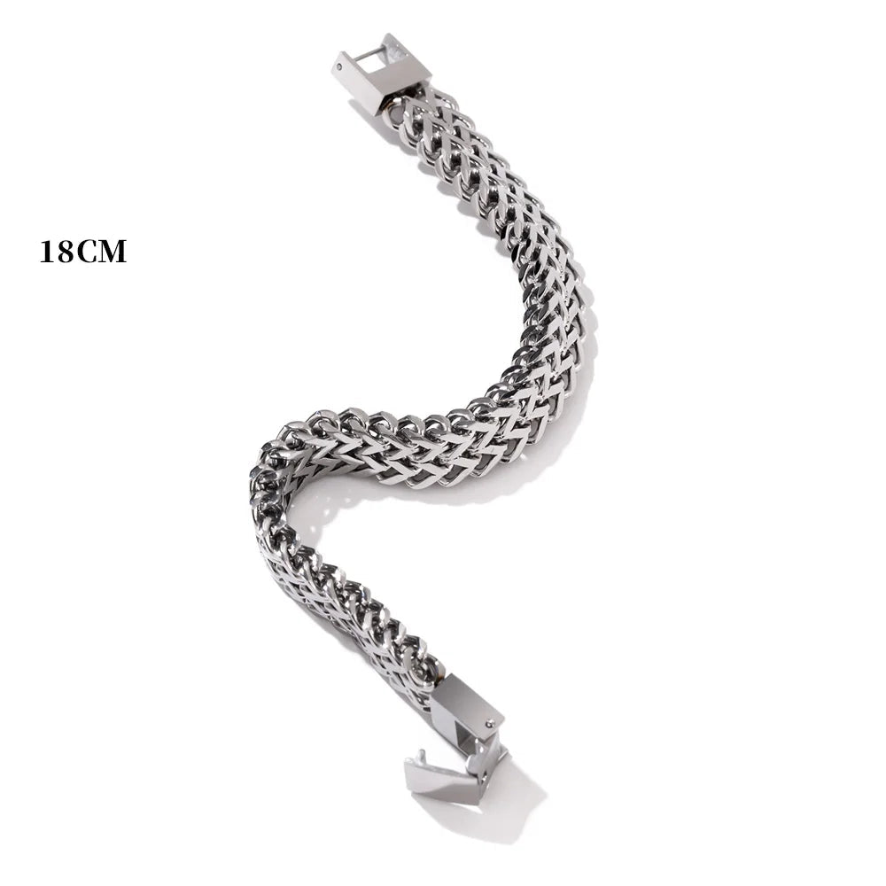 Yhpup unissex jóias de aço inoxidável cubana link corrente pulseira homem mulher 18k banhado a ouro heavy metal à prova dwaterproof água