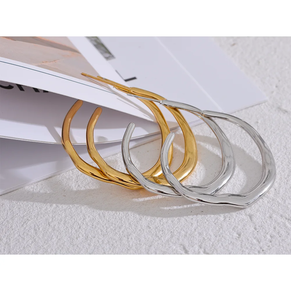 Yhpup minimalista de aço inoxidável geométrico chique brincos à prova dwaterproof água metal 18k banhado a ouro simples diário alta qualidade jóias presente