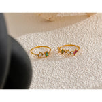 Yhpup chique bling colorido zircônia cúbica fina moda anel 2024 à prova dwaterproof água de aço inoxidável na moda requintado dedo cz jóias