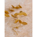 Yhpup vintage retro velho folha de aço inoxidável longo pendurado brincos pvd chapeado evitar alergia metal elegante jóias frança