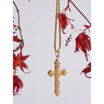 Yhpup requintado brilhante zircônia cúbica cruz clássico colar pingente para mulheres corrente de aço inoxidável temperamento jóias presente