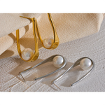 Yhpup minimalista de aço inoxidável redondo imitação de pérolas geométricas huggie brincos ouro prata cor antialérgico jóias presente