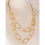 Yhpup círculo de aço inoxidável link dupla camada corrente colar dourado resistente à água metal moda declaração jóias acessórios