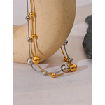 Yhpup colar de corrente de contas redondas de aço inoxidável de alta qualidade para mulheres 18K banhado a PVD joias elegantes à prova de ferrugem