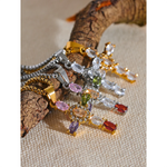 Yhpup delicado colorido bling zircônia cúbica cruz pingente de aço inoxidável colar de luxo de alta qualidade moda brilhante jóias presente