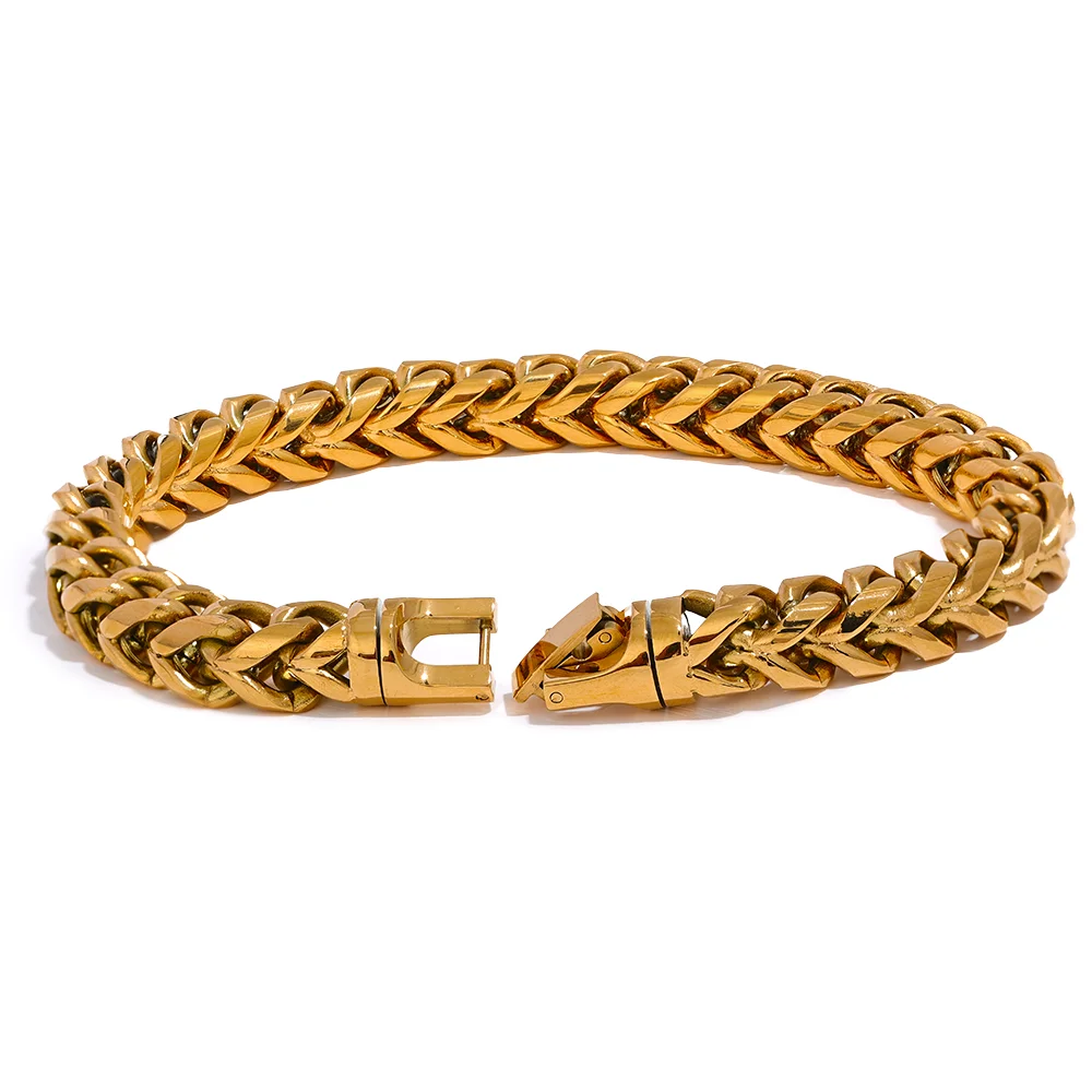 Yhpup tamanho 235*8mm de alta qualidade aço inoxidável redondo cubana corrente pulseira masculina moda grossa texturizada jóias à prova ferrugem