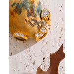 Yhpup tamanho 678 aaa brilhante zircônia cúbica anel de dedo geométrico de alta qualidade aço inoxidável 18k banhado a ouro joias à prova de ferrugem