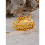 Yhpup vintage verde pedra natural anel aberto de aço inoxidável geométrico cor dourada elegante hiperbólico joias da moda para mulheres