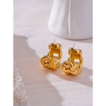 Yhpup 316l corrente de aço inoxidável geométrico oco fundido brincos de argola à prova dwaterproof água cor ouro textura jóias declaração bijoux presente