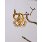 Yhpup alta qualidade 316l aço inoxidável redondo gota balançar brincos de argola delicado incrustado zircão moda jóias diárias para mulher