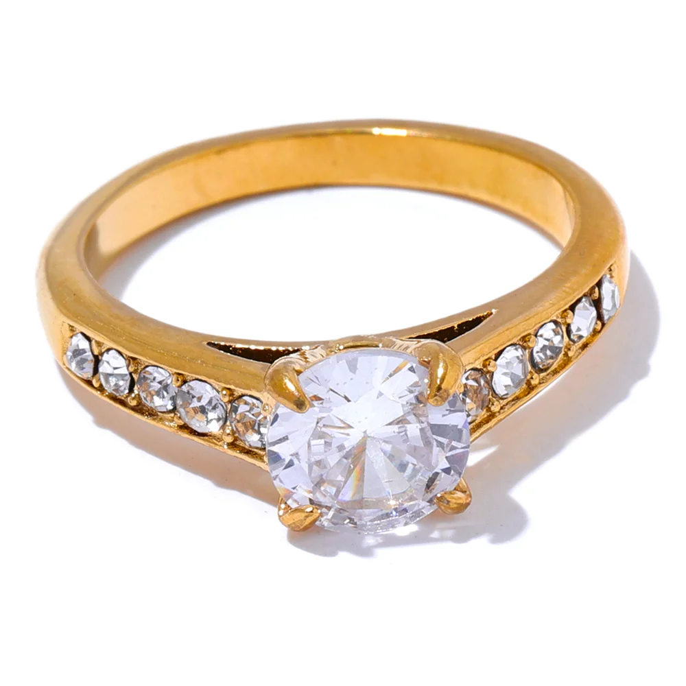 Yhpup 6789 aaa brilhante zircônia cúbica noivado anel de casamento para mulheres moda aço inoxidável premium clássico jóias 2024 presente