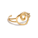 Yhpup minimalista oco coração manguito aberto pulseira 316l aço inoxidável pvd banhado atraente jóias de pulso resistente à água