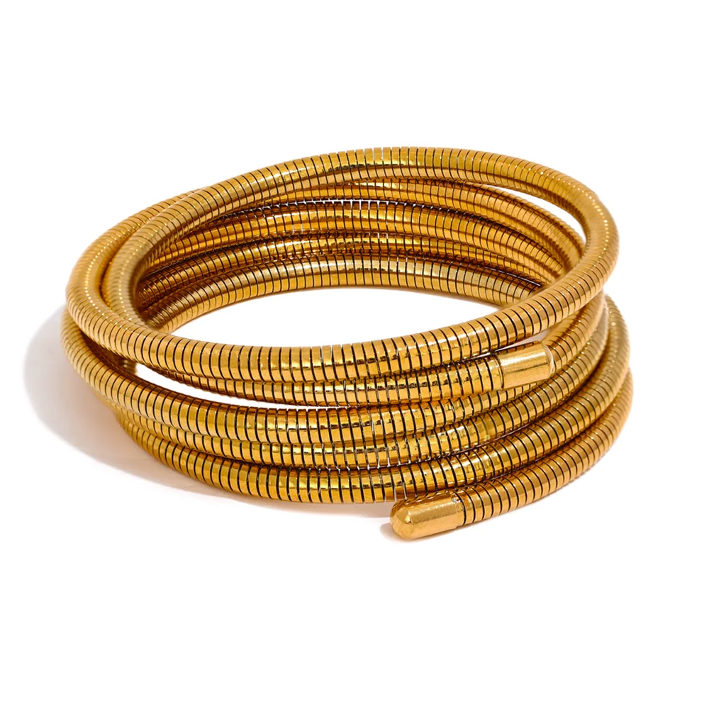 Pulseira Empilhável de Aço Inoxidável com Banho de Ouro - Lafemininy